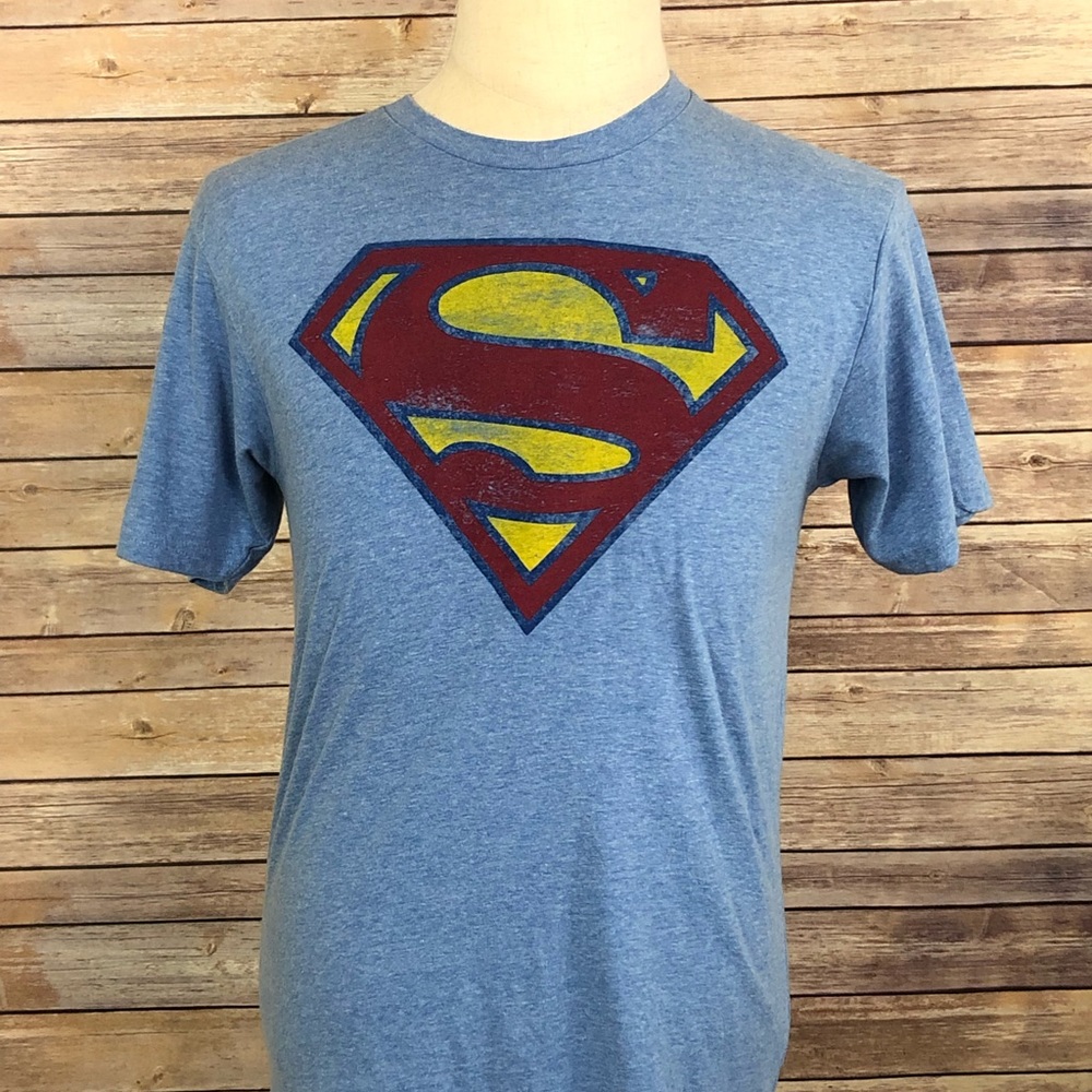 Superman DC Comics Heather Blue Graphic Tee Medium